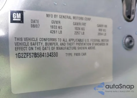 2008 Pontiac G6 Value Leader from USA, damaged, VIN 1G2ZF57B584134330